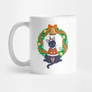 Black Cat And Wreath Mug